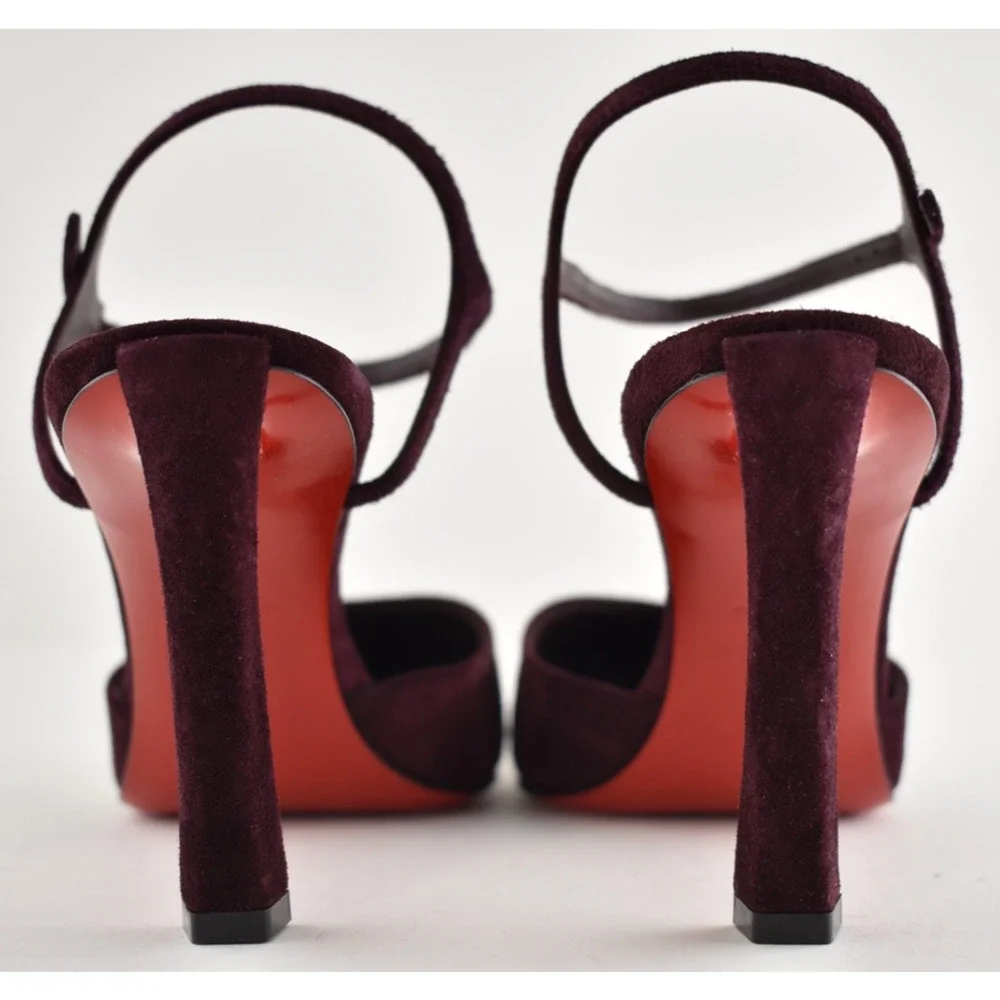 Christian Louboutin Condora Riviera 85 Amara Burgundy Ankle Strap Heel Pump 38.5